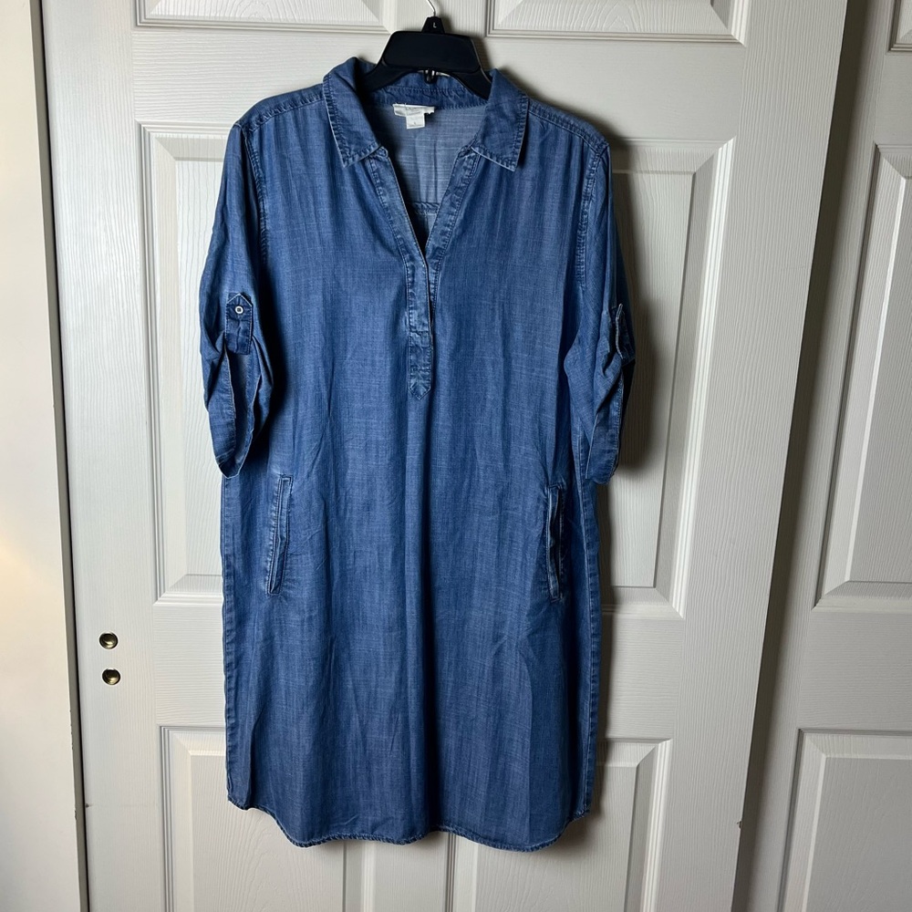 LOFT Outlet Lounge Chambray Shirt Dress